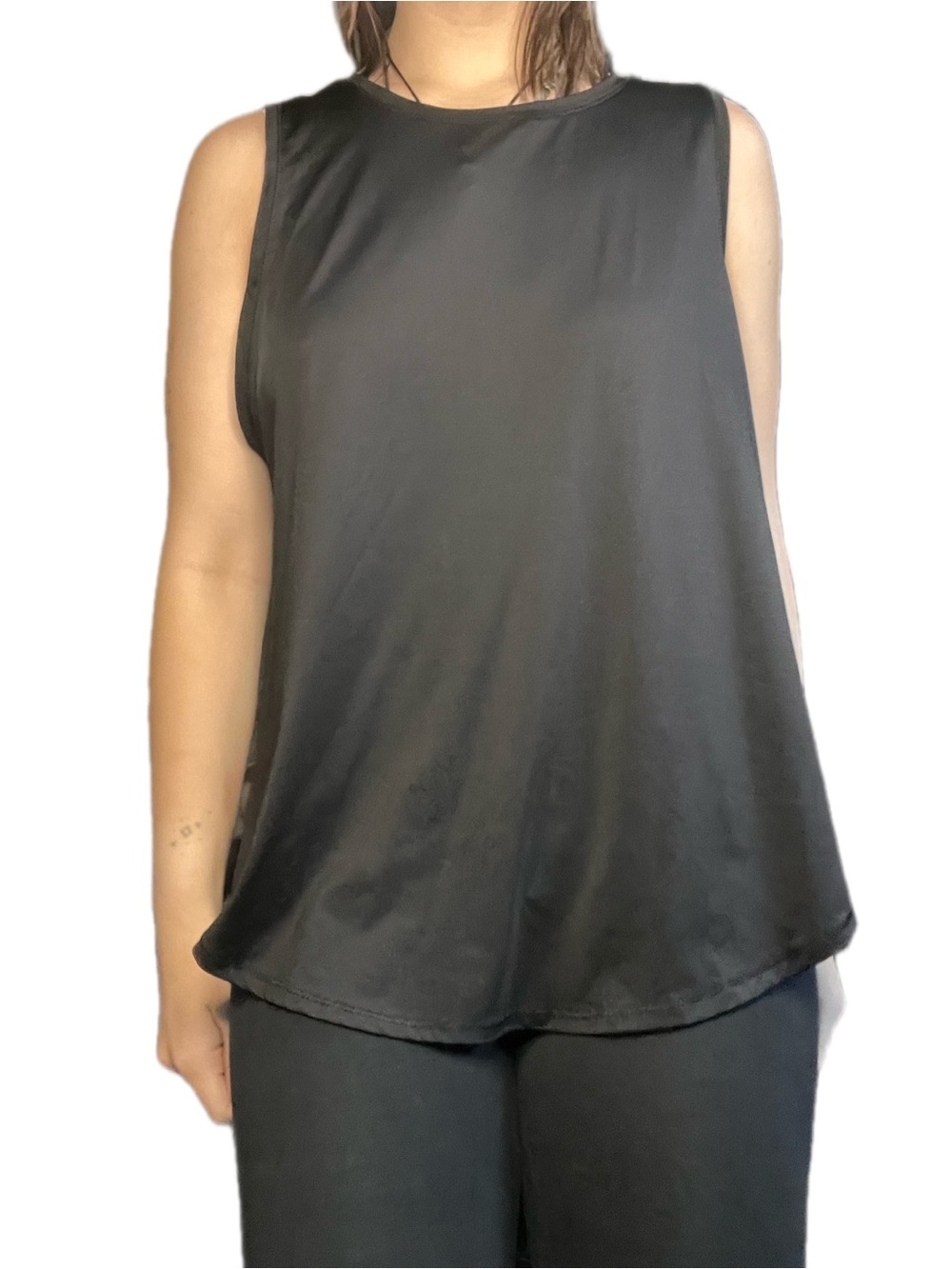 Avia Black Layered Hem Sleeveless Tank, S/M, PTP 19"